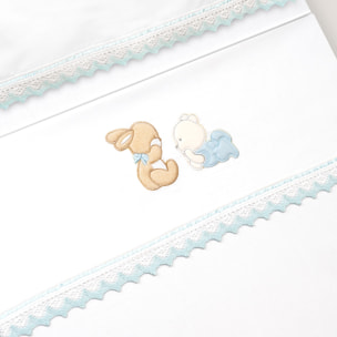 Triptico Minicuna Guipur Oso Tumbado Conejito Bco/Azul