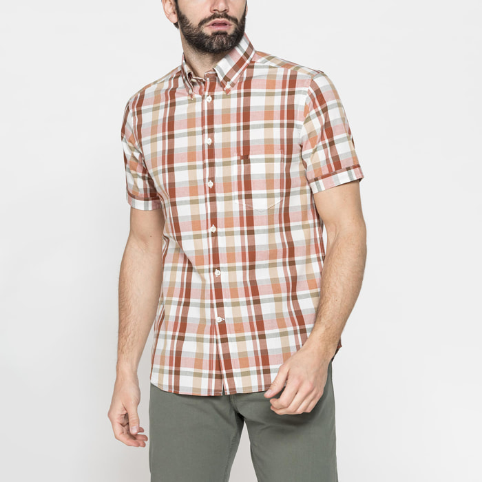 CAMICIA A MANICA CORTA IN COTONE CON FANTASIA
