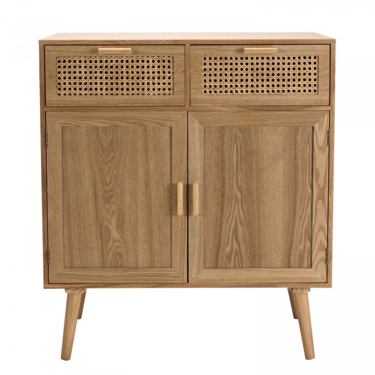 ROMEO - Buffet couleur naturelle 2 tiroirs 2 portes bois cannage