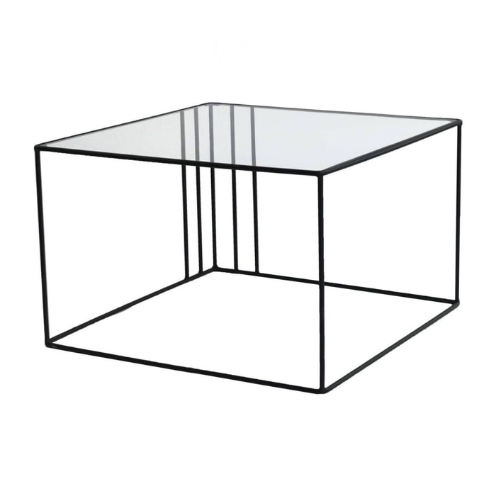 Tavolino da salotto Giacinta, Tavolo basso da caffè, Portariviste per divano, Ripiano da soggiorno, 55x55h36 cm, Nero
