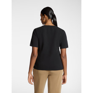 Elena Mirò - Camiseta de algodón con logo Monogram - Negro
