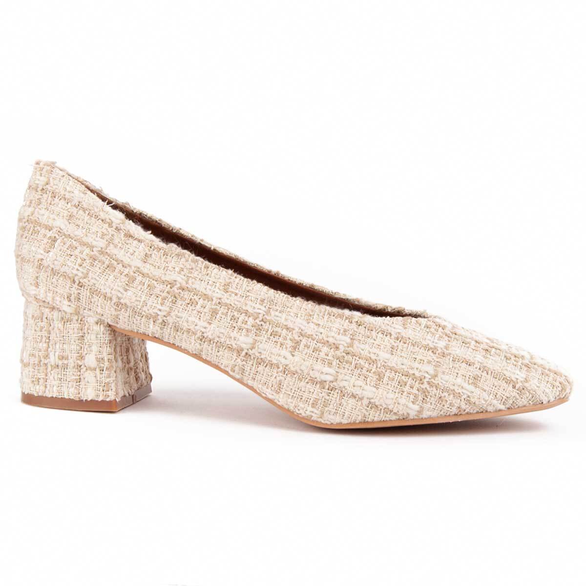 Zapato De Tacón - Beige - Altura: 4 Cm