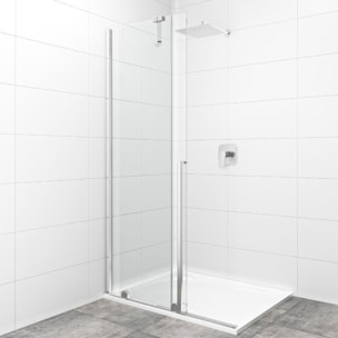 X-MOTION 140x200cm Paroi en verre coulissante Crystal Glass® 8 mm anticalcaire, bras, profilés, chrome brillant (SATBWIXM140)