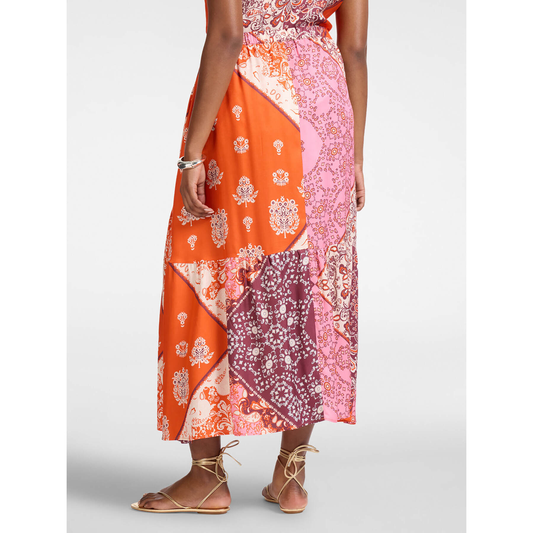 Elena Mirò - Falda larga en viscosa estampada - Naranja sol