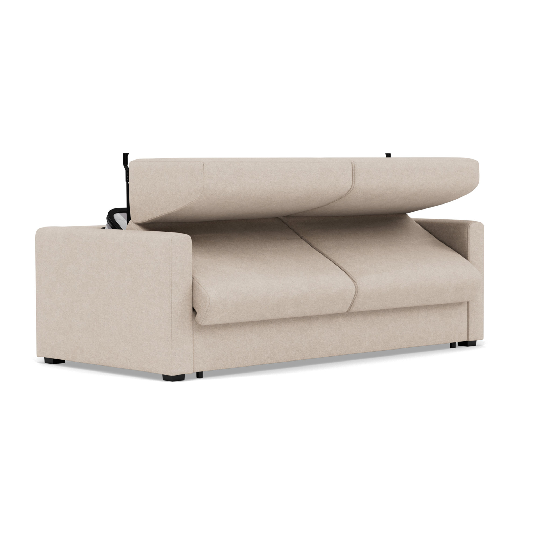 Julia - canapé 3 places convertible couchage quotidien matelas 18 cm en tissu - Beige