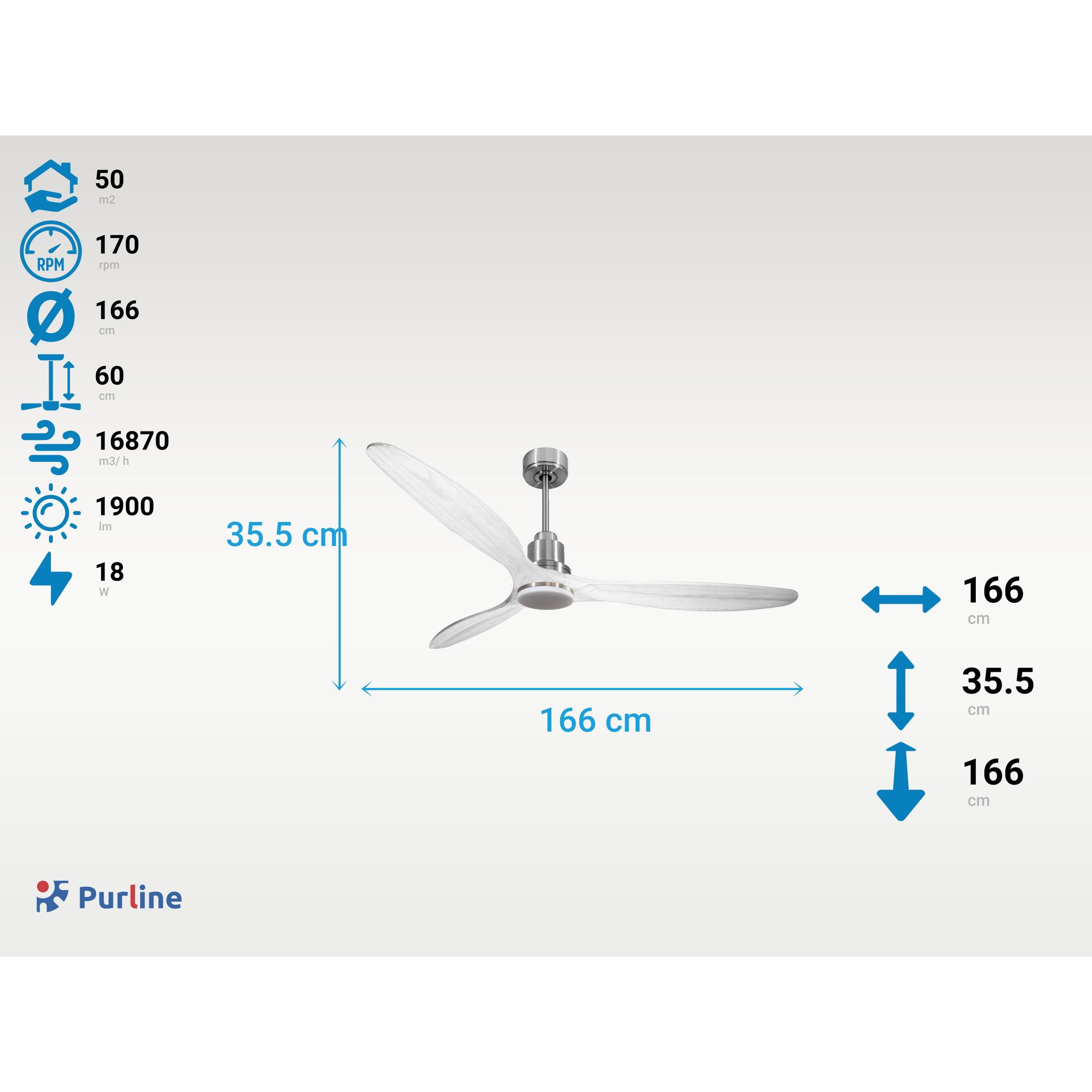 Ventilateur de plafond Réversible  Thermostat Dimmable Wifi Moteur à courant continu Toits en pente Télécommande Lumière à trois tons Hypersilence Mémoire