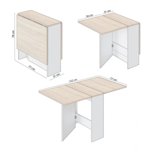 Mesa de comedor Nolix Blanco Artik (Blanco Mate) - Roble Canadian