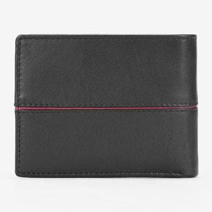 Cartera americana piel negra con portamonedas