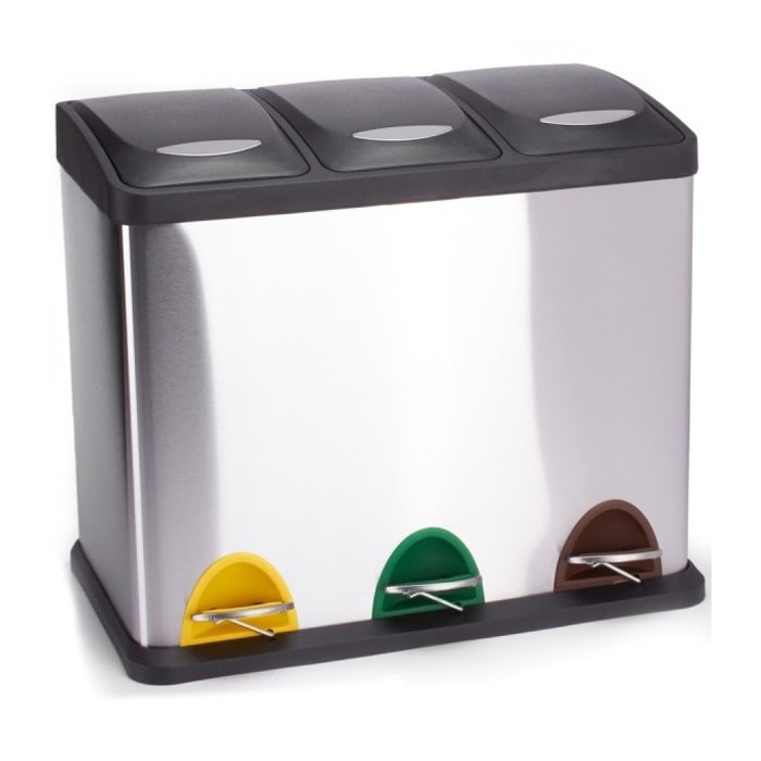 Poubelle à  pédale Tri sélectif Inox 3 bacs 8Lx3 MSV