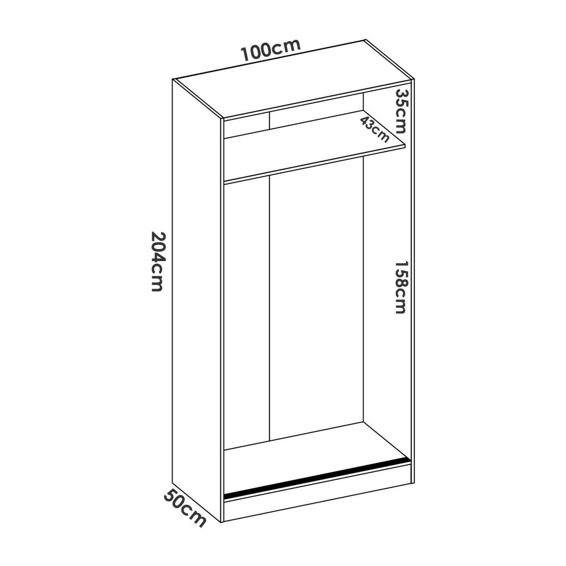 Guardaroba Kilimangiaro, Mobile appendiabiti per camera da letto, Armadio con 2 ante scorrevoli, 100x50h204 cm, Rovere