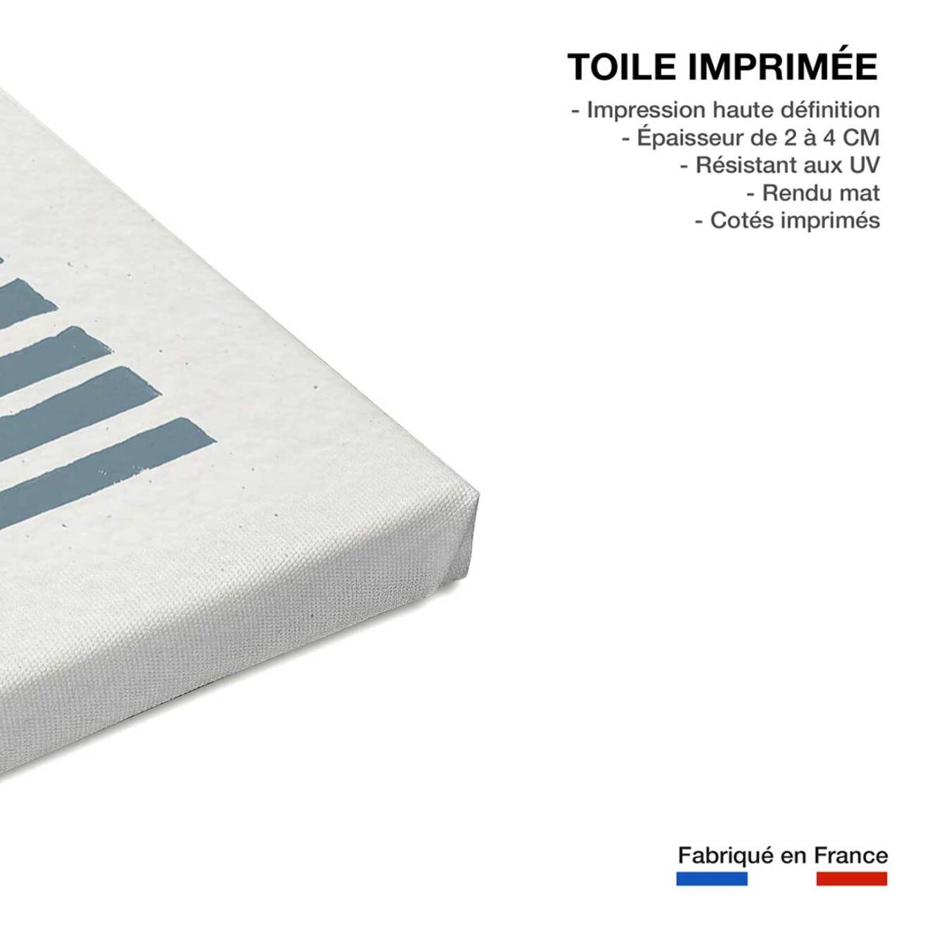 Tableau rayures bleues d'été Toile imprimée