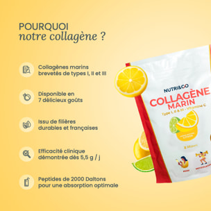 Nutri&Co Collagène Marin Type 1, 2 & 3 Peau & Articulations Goût Citron - 180g