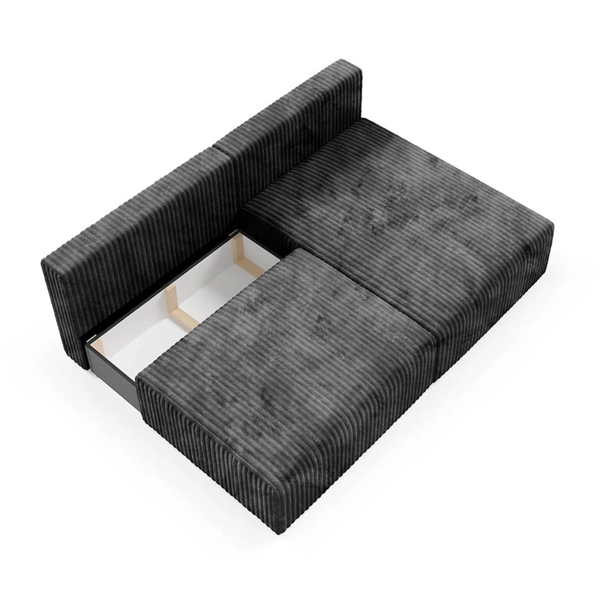 ELIOR - Canapé d'angle convertible modulable 4 places côtelé gris foncé