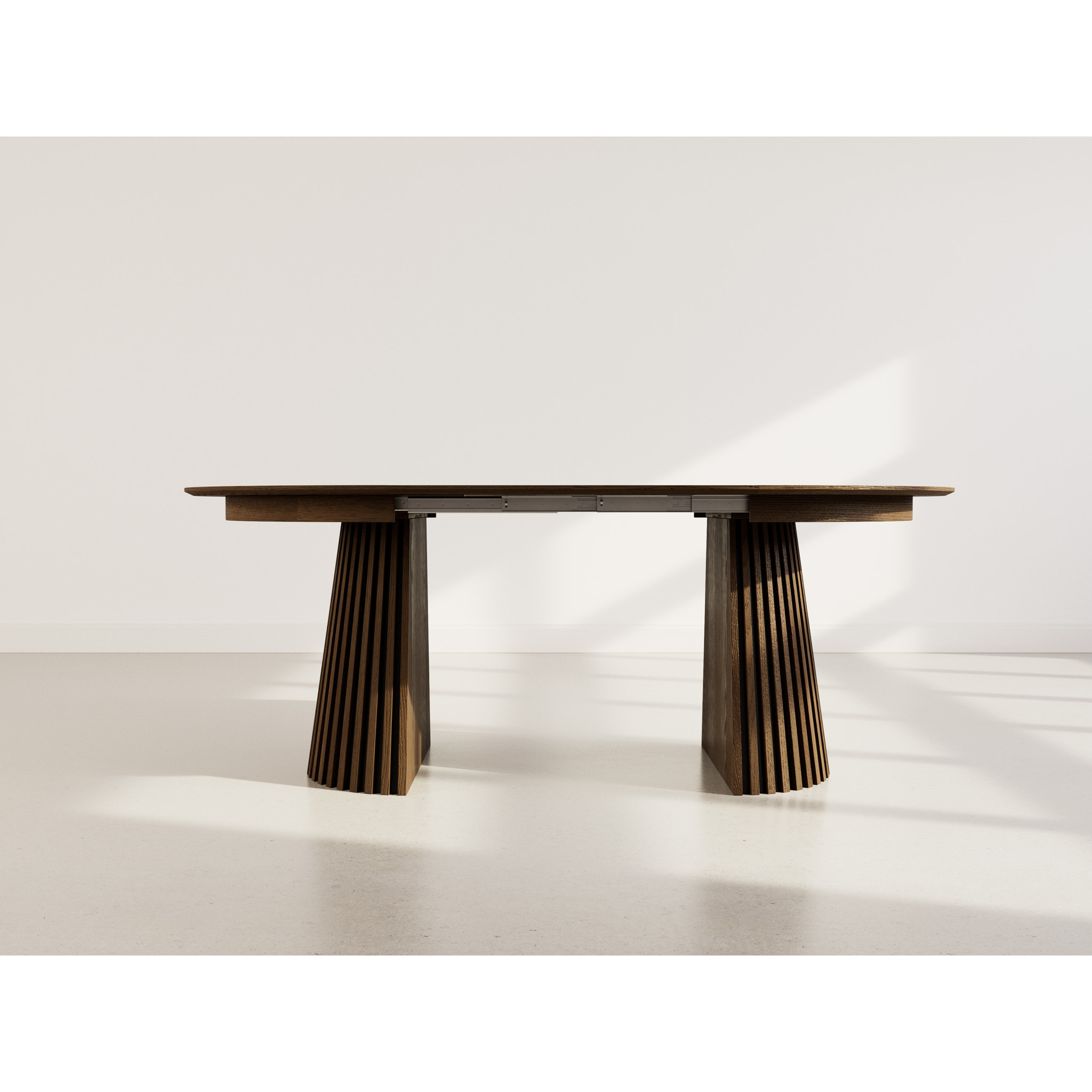 Freya - table à manger ronde extensible - effet bois foncé - 4 à 8 personnes - Marron