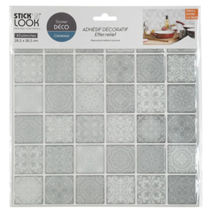 Lot de 2 stickers - carrelage - gris - 26x26 cm