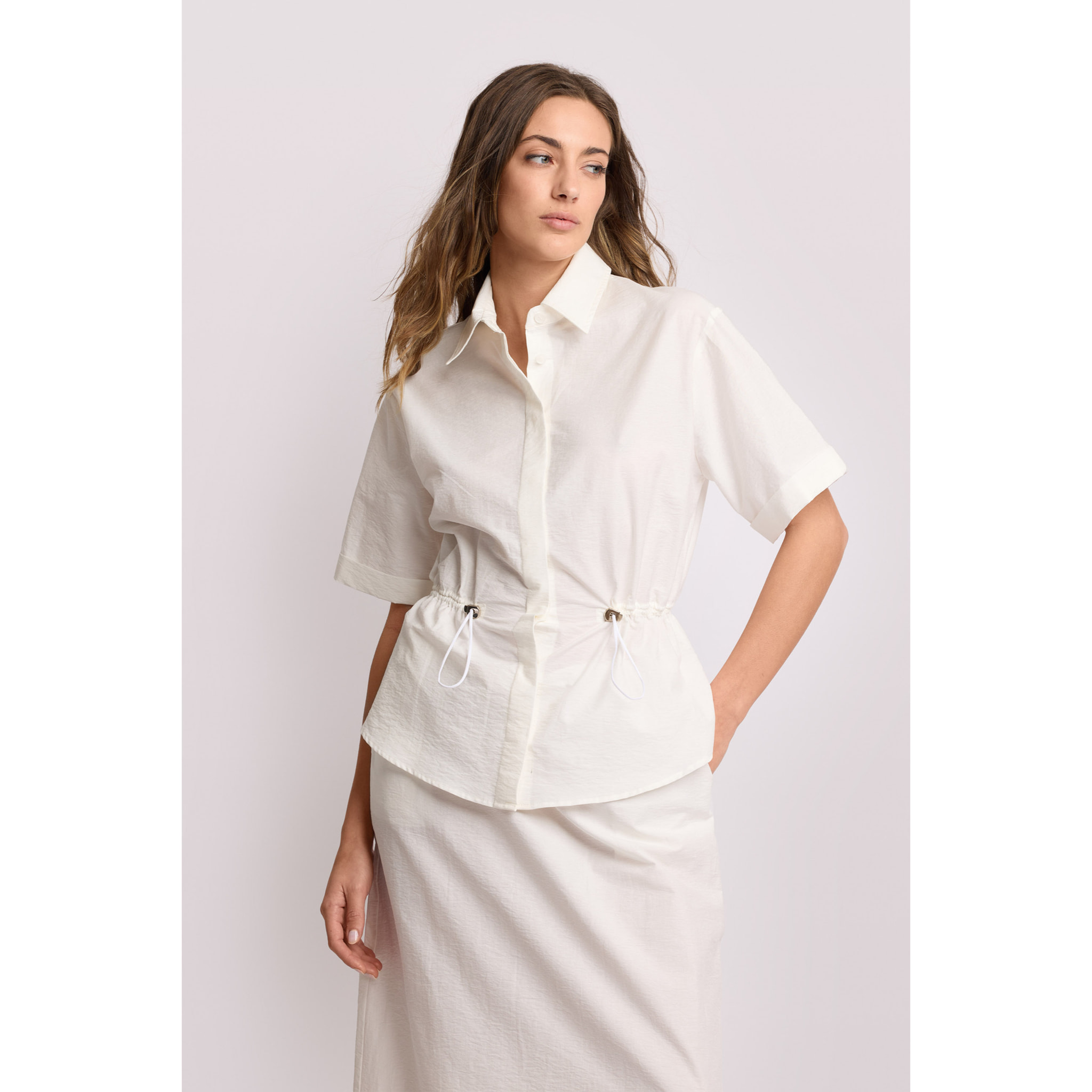 Kocca - Camicia con coulisse Donna, Tinta unita, Colletto di camicia