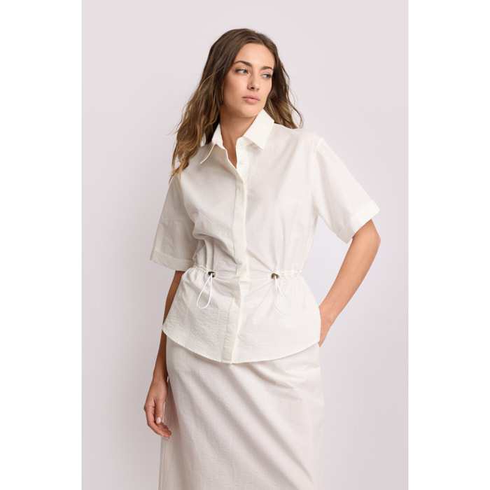 Kocca - Camicia con coulisse Donna, Tinta unita, Colletto di camicia