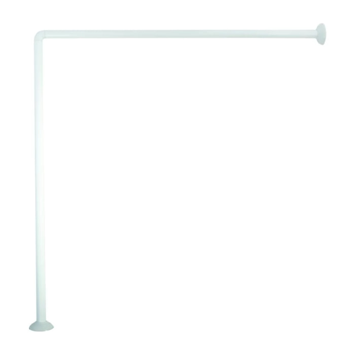 Barre tringle pour rideau de douche d'angle modulable à fixer en Alu 80x80x80cm Blanc MSV