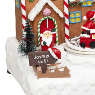 Village lumineux Père Noël bonhomme de neige train 11 LED musical et