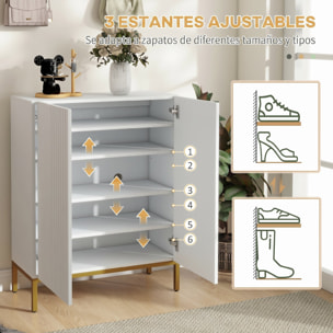 Mueble Zapatero de 5 Niveles, Armario para Zapatos con Puertas de Cierre Suave, Estantes Ajustables, para 15-20 Pares de Zapatos, Zapatero para Pasillo Recibidor, 72x31,5x95 cm, Blanco
