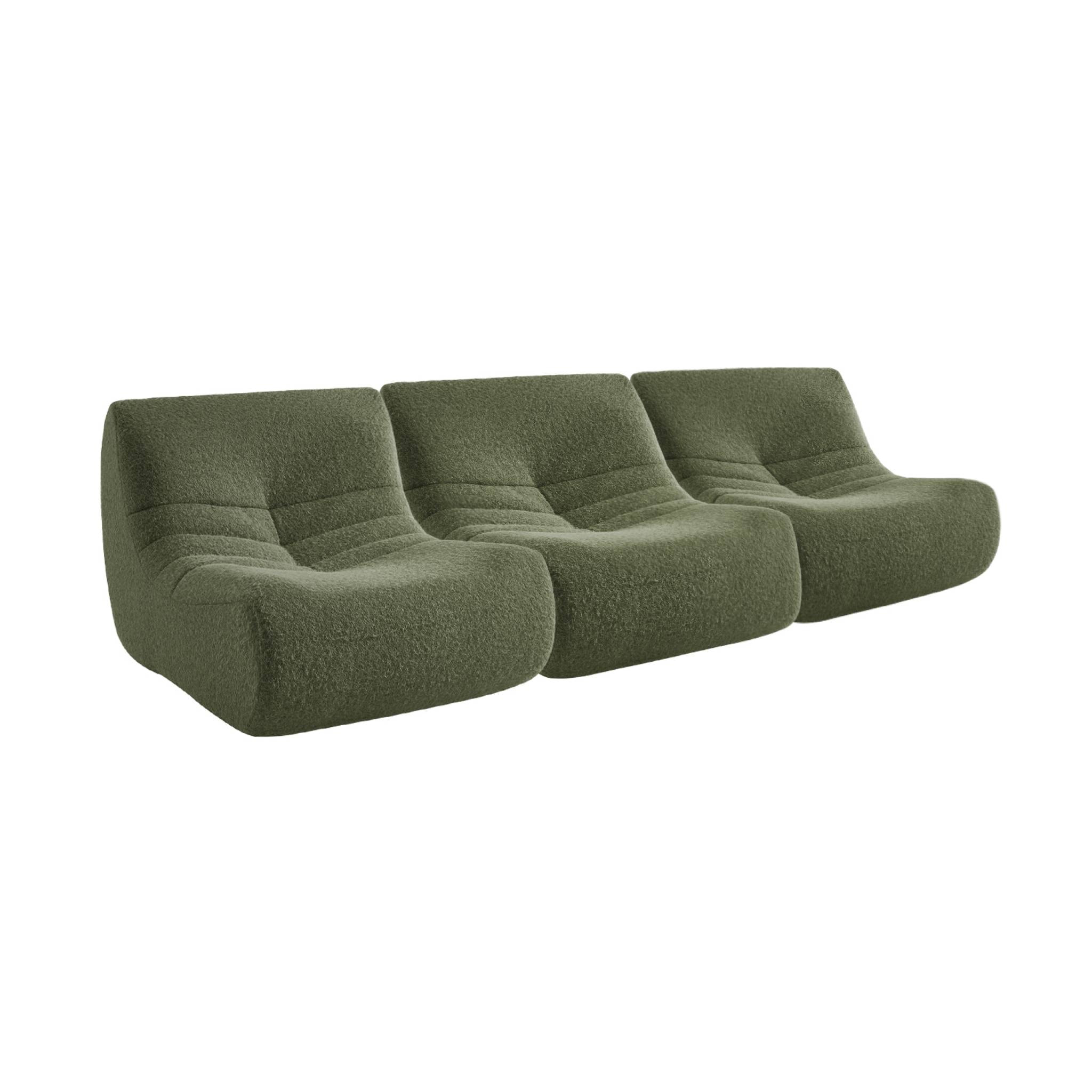 Chauffeuse tissu effet alpaca 3 places. kaki. style contemporain. L 91 x P 105 x H 72cm