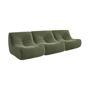 Chauffeuse tissu effet alpaca 3 places. kaki. style contemporain. L 91 x P 105 x H 72cm
