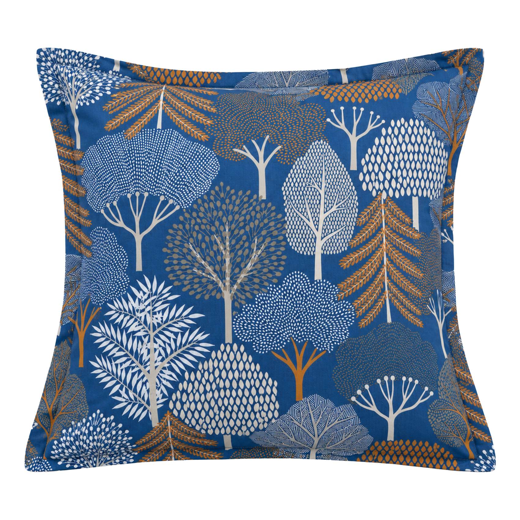 Parure de lit 3 pièces 100% percale de coton forêt housse + 2 taies - Bleu Encre