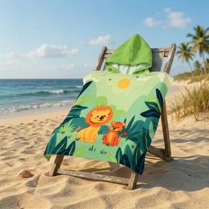 Poncho de bain microfibre enfant - Junglia - 60x60cm - 220g/m²