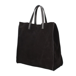 Borsa a mano da donna Made in Italy - Modello Novara Lux - Pelle Scamosciata - 34.5 x 32.0 x 17.0 cm