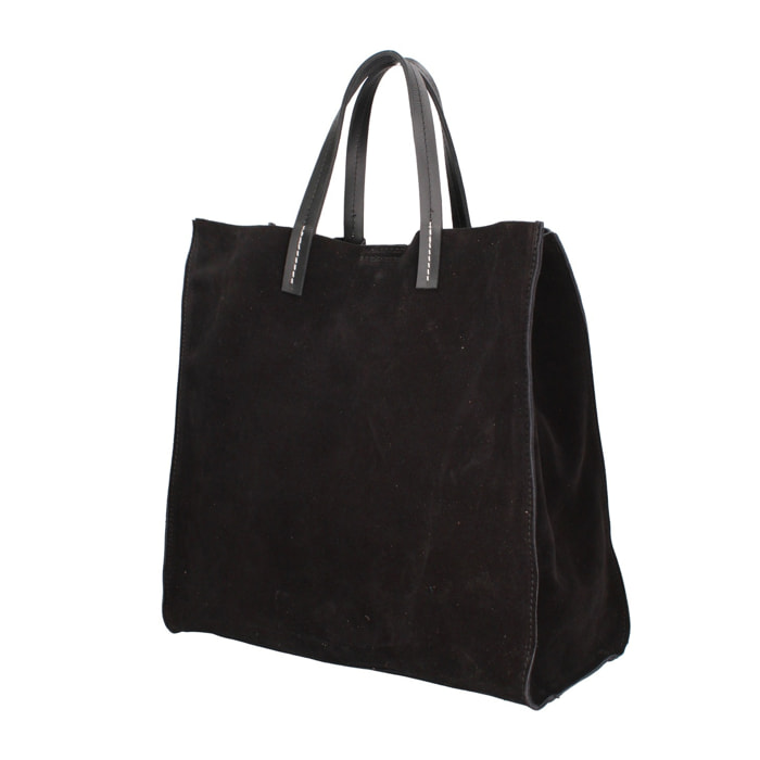 Borsa a mano da donna Made in Italy - Modello Novara Lux - Pelle Scamosciata - 34.5 x 32.0 x 17.0 cm