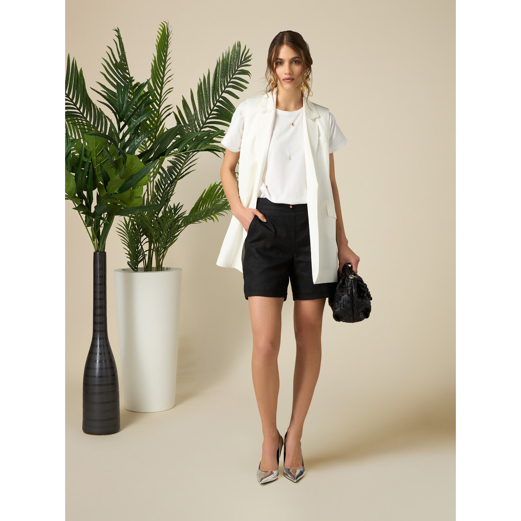 Oltre - Shorts de lino - Negro