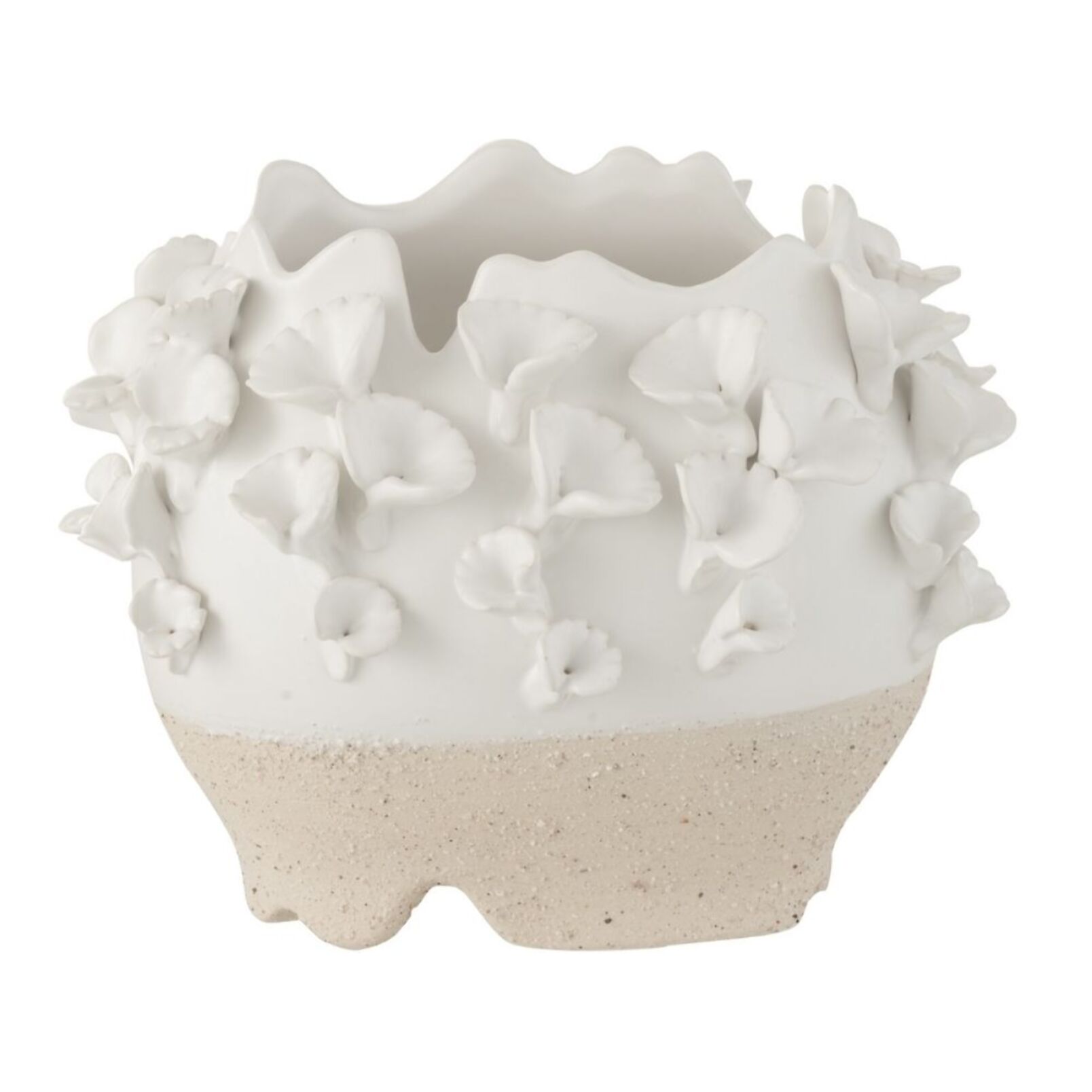 J-Line cache-pot Anemone - céramique - blanc/beige - Ø 17 cm