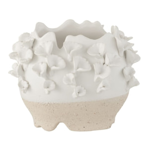 J-Line cache-pot Anemone - céramique - blanc/beige - Ø 17 cm
