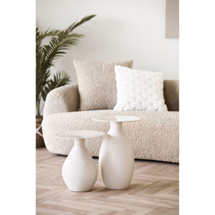 Tavolino d'appoggio Calais in metallo smaltato bianco sporco ø36×50 cm