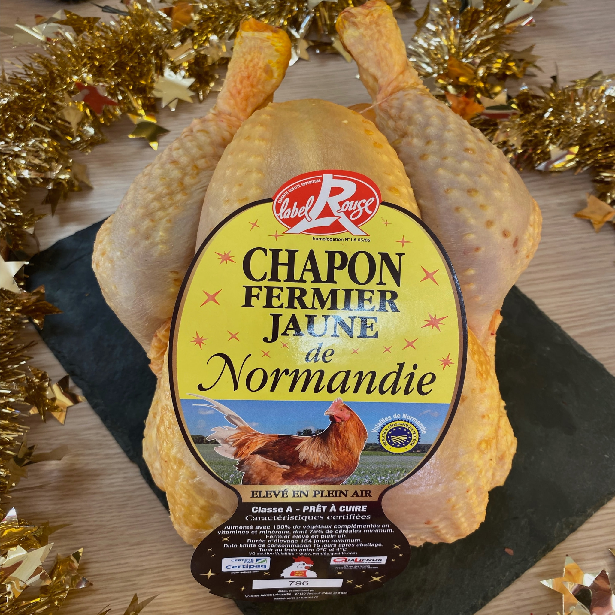 Chapon Fermier Jaune de Normandie prêt à cuire - 3,2 kg - France
