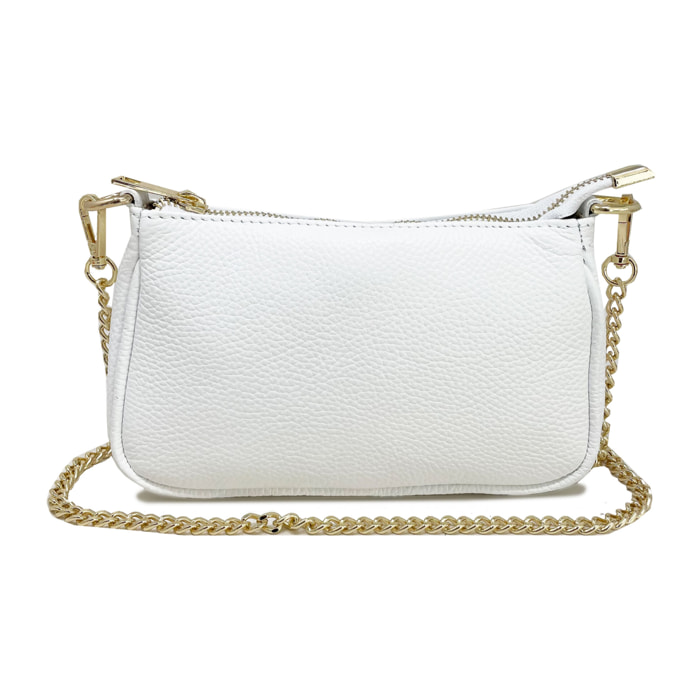 Chicca Borse - Tracollina Clutch Donna in Vera Pelle - Colore Bianco