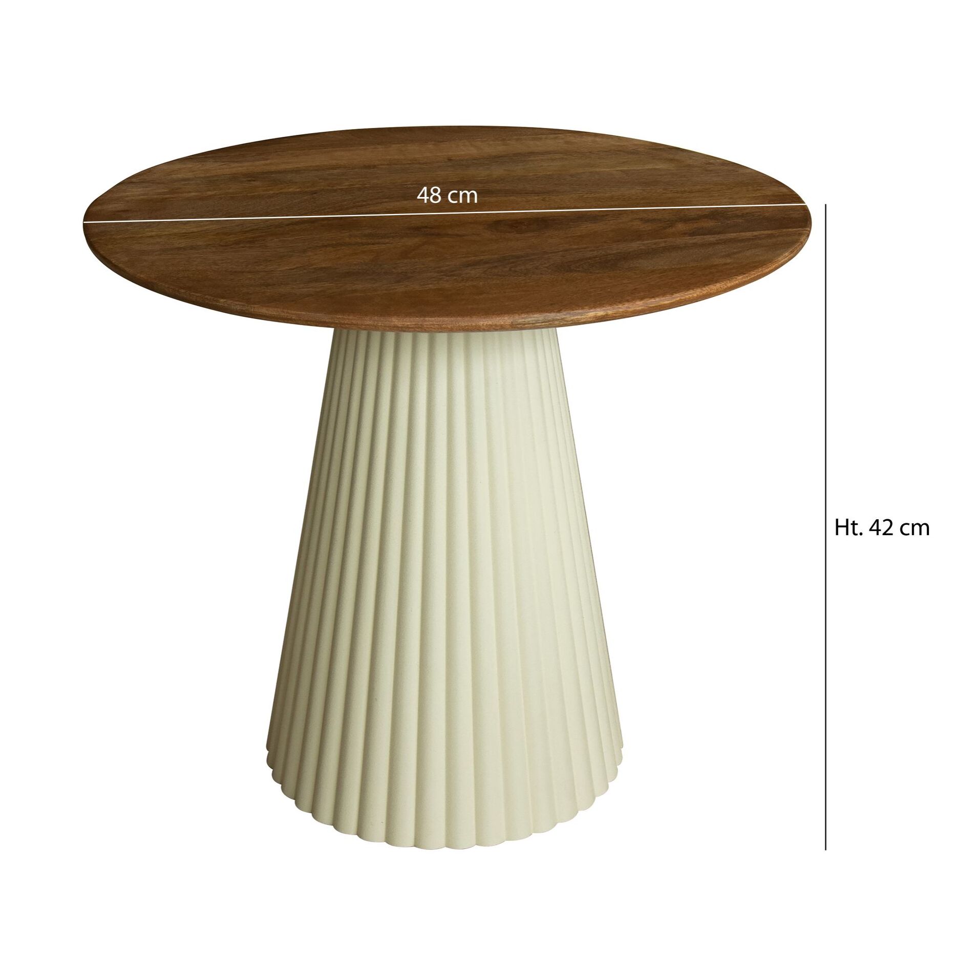 Table d'appoint en bois de manguier et pieds en métal écru FJORD