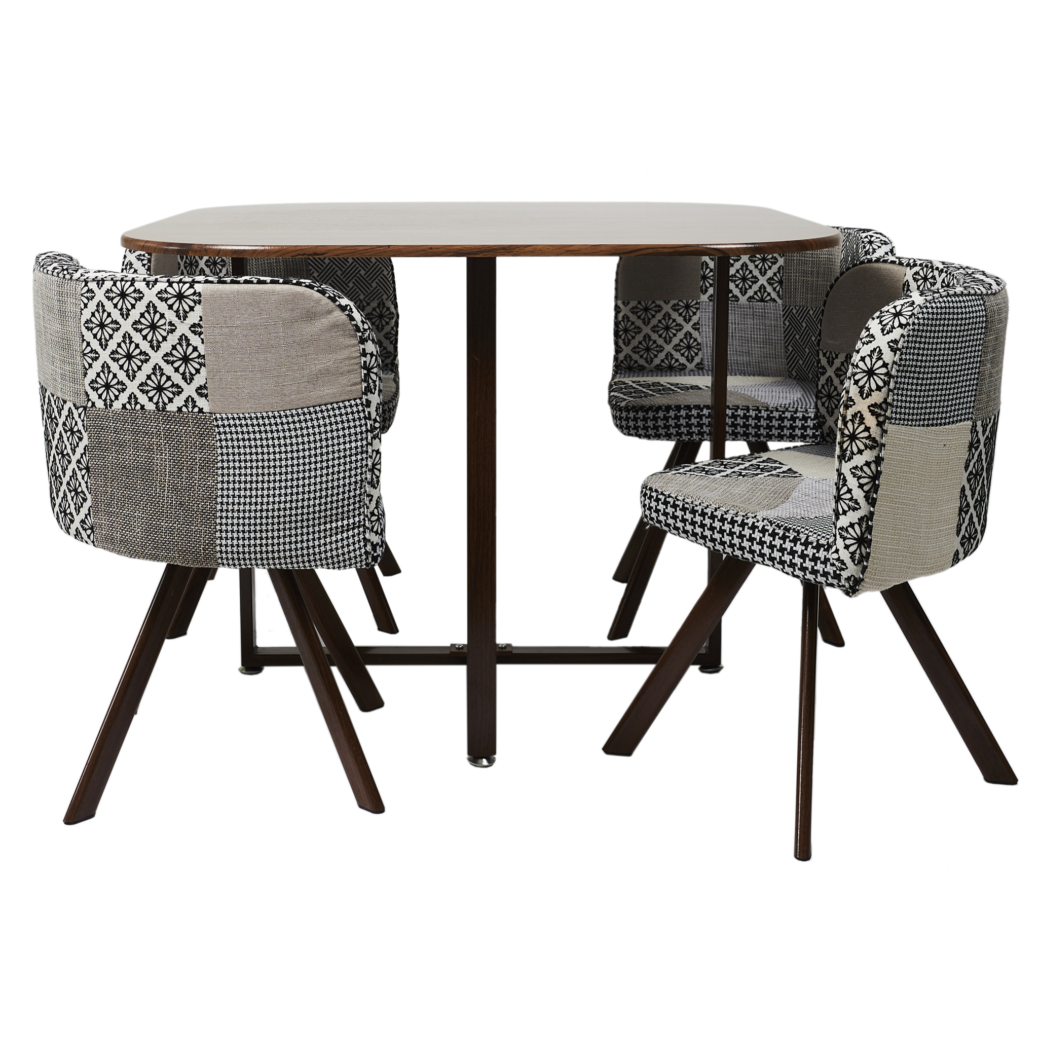 Lot De 4 Chaises Patchwork Et Table Gris
