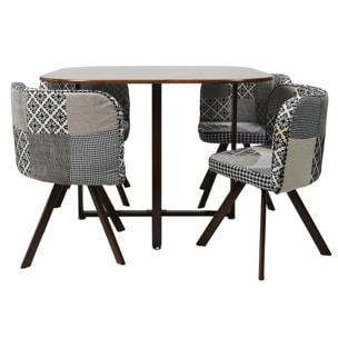 Lot De 4 Chaises Patchwork Et Table Gris