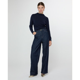 Maglietta a righe manica lunga collo alto