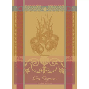 Torchon pur coton motif jacquard orange Les oignons ambre
