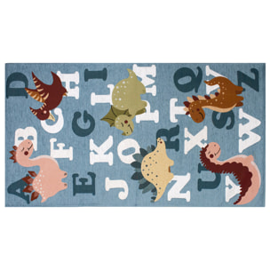 TAPPETO CAMERETTA DINOSAURI AZZURRO CON FONDO ANTISCIVOLO