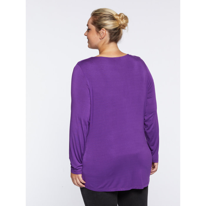 Fiorella Rubino - T-shirt con scollo drappeggiato - Viola