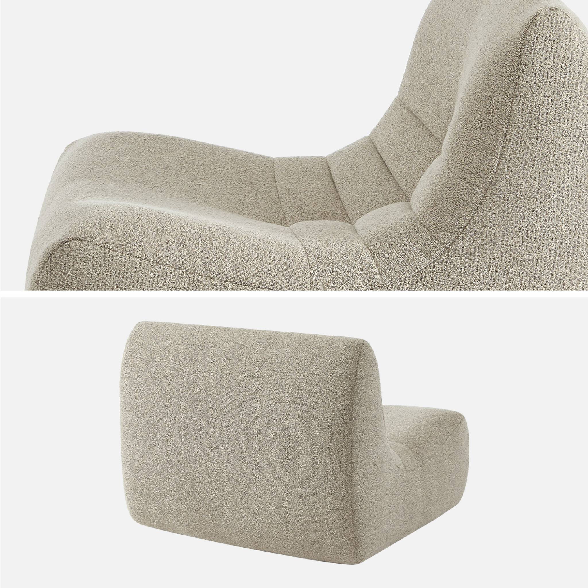 Fauteuil chauffeuse en bouclette texturée beige style contemporain 1 place