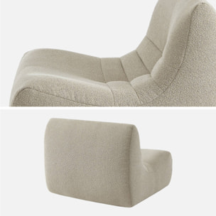 Fauteuil chauffeuse en bouclette texturée beige style contemporain 1 place