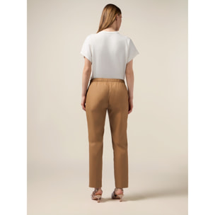 Oltre - Pantalones chinos de raso de algodón - Marrón