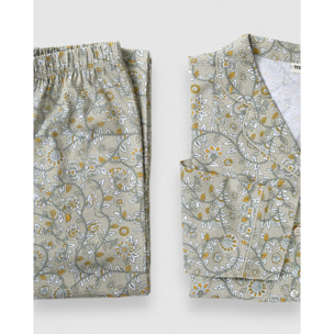 Pijama largo camisero algodón seren verde