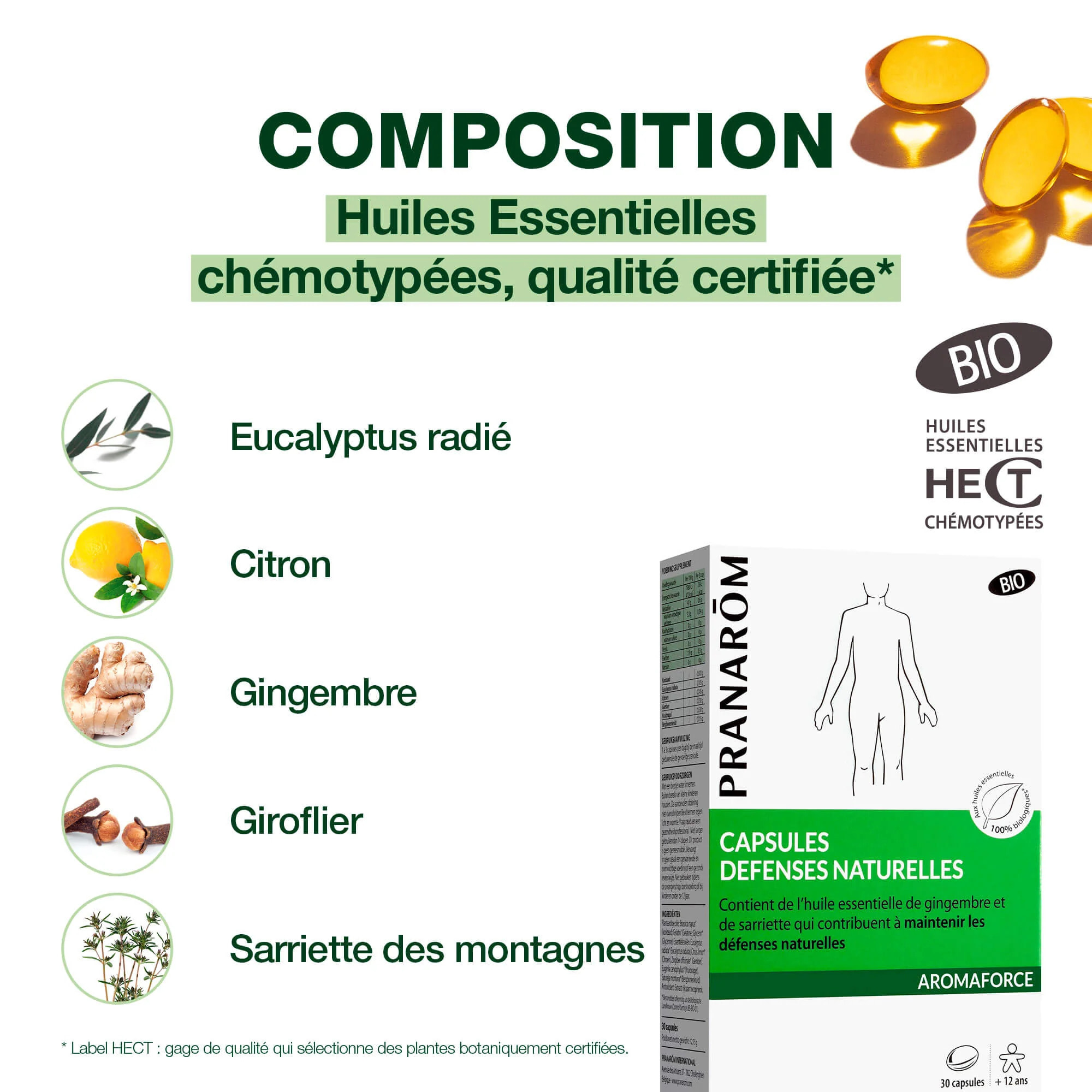 Pranarom - Capsules Défenses naturelles - Bio - 30 capsules