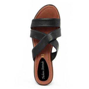 Sandalo con zeppa Donna colore Nero