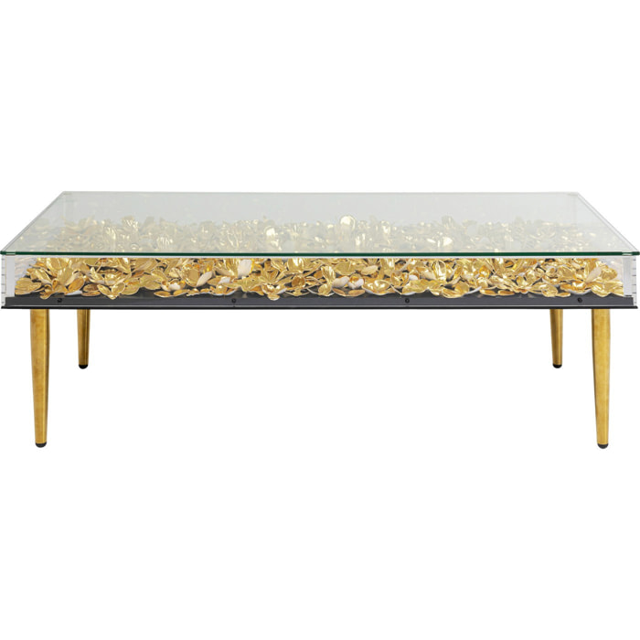 Table basse fleurs dorées 3D Kare Design